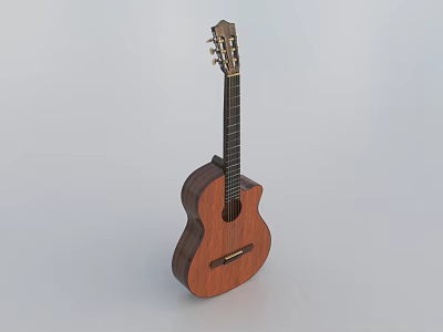 High Quality Acoustic Wooden Guitar Musical Instrument With Classic Design And Strings 3d model