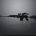 Modern Tactical Sniper Rifle With Scope Red Accents And Black Body Design