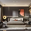 Elegant Modern Bedroom Interior Design With Bedside Tables Artwork Wardrobe Armchair And Rug