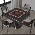 Elegant Square Dining Table With Four Chairs And Red White Design On Wooden Floor