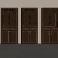 Three Chinese Traditional Wooden Cabinets With Carved Details And Panel Doors