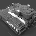Futuristic Military Tank 3D Model Featuring Heavy Armor Tracks and Turret