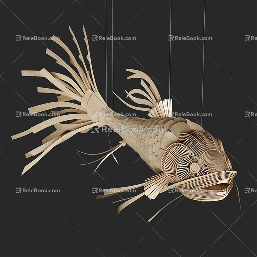 Modern pendant Rattan Carp Ornaments 3d model