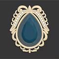 Elegant Gold Pendant with Blue Gemstone Decorative Patterns and Small Diamonds