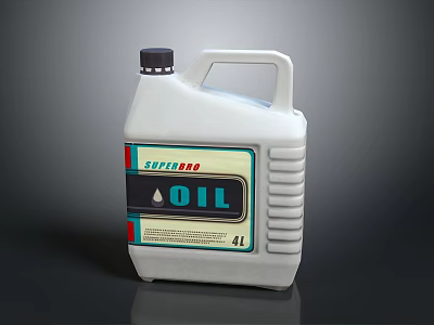 White Plastic Oil Container With SUPER BRO Brand And 2L Capacity 3d model