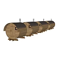 Wooden SPA Sauna With Round Design Wooden Door Small Window Dark Roof And Base Stand