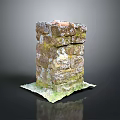 Moss Covered Stone Column Featuring Natural Weathered Texture And Green Patina