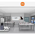 Xiaomi Digital Store Interior Showcasing Display Tables Shelves And Digital Products