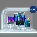Modern Digital Display Stand With Neon Lighting And Multiple Screens For Logo Showcase