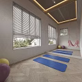 Modern Home Gym Space With Treadmills Exercise Bikes Dumbbell Rack And Wooden Flooring