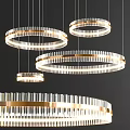 Elegant Modern Gold Circular Chandeliers With Crystal Details And Hanging Style Design