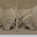 Warm Beige Modern Beauty Salon Private Relaxing Pedicure Lounge With Cozy Recliners And Ambient Lighting