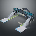 Modern Arched Bridge Design With Glass Structure Staircases And Platforms 3d model