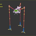 Mechanical Creature Robotic Character Featuring Six Legs Green Circle And Blue Feet
