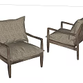 Modern Stylish Dining Chairs With Wooden Frame And Gray Comfortable Cushions