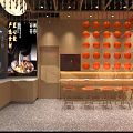 Huainan Beef Soup Restaurant Interior With Orange Decor And Counter Design