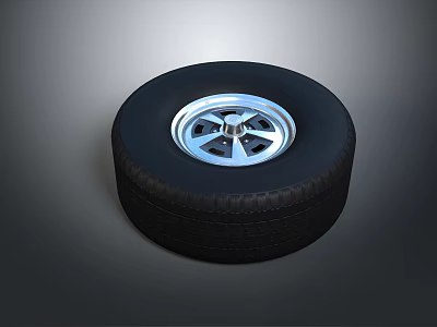 High Performance Black Car Tire With Silver Alloy Spoke Wheel Rim For Automotive Parts 3d model
