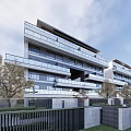 Multi-storey residence in modern residential area 3d model