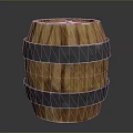 Rustic Decorative Wooden Barrel Furniture with Metal Hoops and Natural Wood