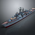 Detailed Warship 3D Model With Radar System Deck And Bridge Structure 3d model