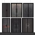 Stylish Double Doors Collection With Decorative Patterns Metal Frames And Glass Panels 3d model
