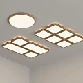 Modern Minimalist Ceiling Lights With Wooden Frame Round And Square Panel Design For Interior