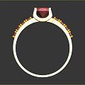 Stunning Gold Ring Featuring Central Red Gemstone And Accent Red Stones