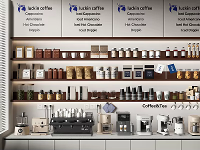 Kitchen Supplies Combination Coffee Machine Coffee Supplies Kitchen Appliances Storage Rack Ornaments Combination 3d model