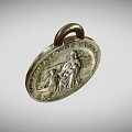 Vintage 1869 Medal With Inscribed Text And Two Standing Figures Design