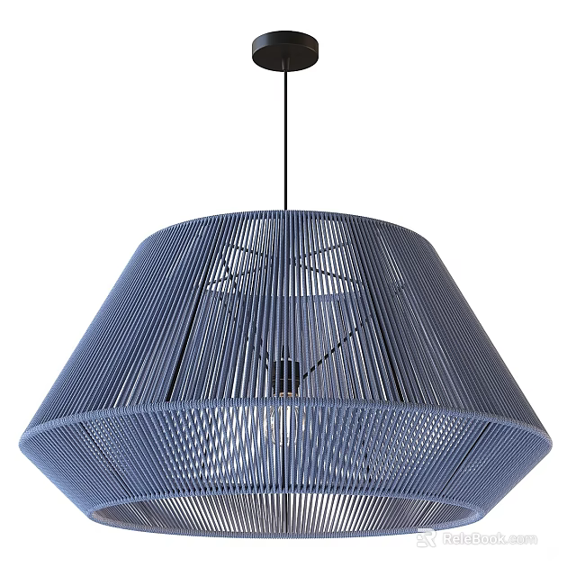 Modern Woven Blue Ceiling Pendant Light With Geometric Lampshade Design 3d model