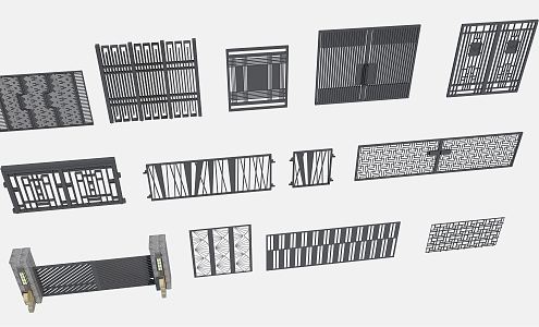 New Chinese Style Gate Iron Gate 3d model