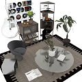Stylish Storage Shelf With Vinyl Records Green Plants Books And Decorative Items
