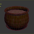 Round Brown Clay Pot With Intricate Carved Patterns And Pink Interior Base