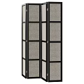 Modern Room Divider With Black Frame And Fabric Grid Design Panels 3d model