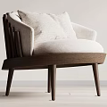 Modern Accent Chair With Wooden Frame And Beige Cushion Minimalist Design