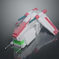 Colorful Building Block Toy Model With Red White Green Blue Accents And Wing Like Structure