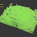 Ancient Architecture Model With Circular Layout Traditional Roofs Green Lawns And Stone Walls