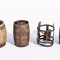 Vintage Wooden Barrel Ornament Decor Set with Various Designs for Home Decoration
