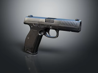 Modern Black Pistol Design With Sleek Metal Surface And Textured Grip 3d model