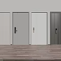 Modern Security Doors Interior Design With Various Colors And Stylish Handles 3d model