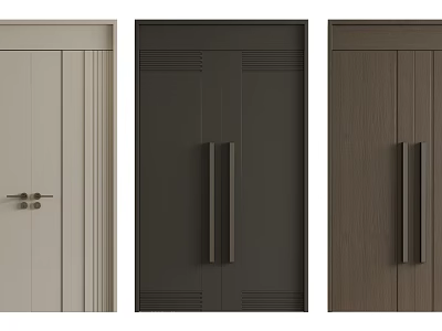 Different Colored Wooden Double Doors With Modern Designs For Home Interior 3d model
