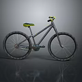 Stylish Gray Mountain Bike With Yellow Seat Handlebars And Thick Off road Tires
