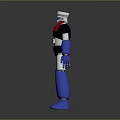 Mech Robot Character With Blue Black Red Silver Mechanical Body And Armored Limbs