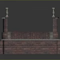 Detailed Red Brick Arch Bridge With Stone Balustrade And Smooth Deck Surface