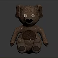 Brown Puppy Plush Toy With Big Ears Round Eyes And Sitting Position On Shiny Surface