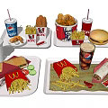 McDonald's Fast Food Assortment Including Burger Fries Cola Chicken Nuggets Sandwich And Wrap