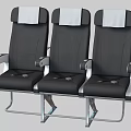 Public Chairs With Three in a Row Gray Seats White Headrests Metal Frames and Armrests