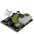 Modern Ornaments Combination Book Ornaments Tray Vase 3d model