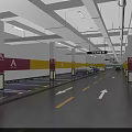 Modern Indoor Parking Garage With A Markers Pink Yellow Stripes And Floor Arrows