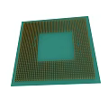 Semiconductor Chip With Green Square And Gold Pins For Electronic Appliances